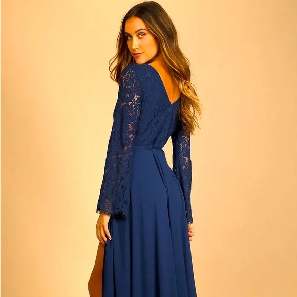 knee length dresses for ladies Midi Long Sleeve Wrap Style Dress In Abstract Print – Love main image 1